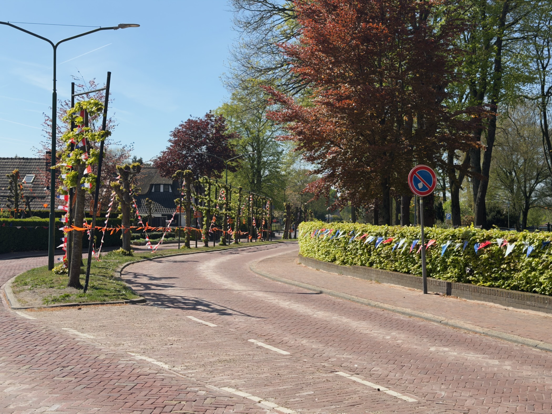 Street in Garderen decorated with orange bunting